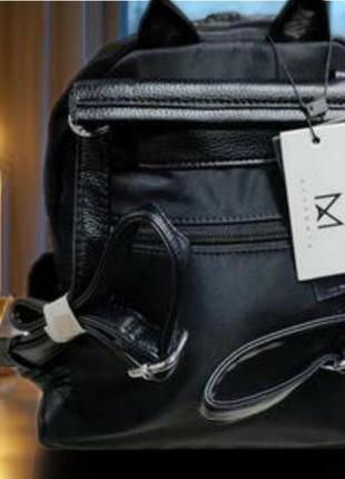 Жіночий стильний рюкзак плащівка комбінований з екошкіри новий5 фото