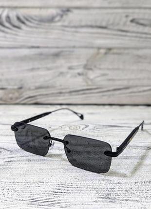 Солнцезащитные очки унисекс, прямоугольные, черные в  металлической оправе ( без брендовые )1 фото
