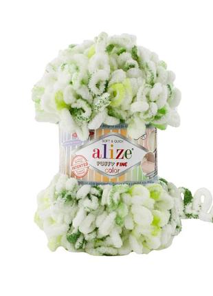 Пряжа alize puffy fine 833 color 7627 фантазійна нитка плюшева