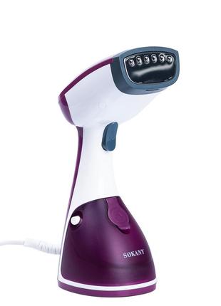 Отпариватель ручной вертикальный 1200 вт парогенератор для одежды и штор от сети sokany фиолетовый vt_33