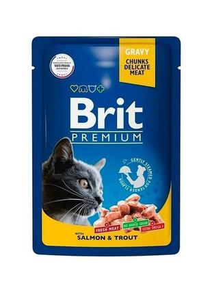 Влажный корм для котов brit premium cat pouch 100 г с лососем и форелью (пауч)