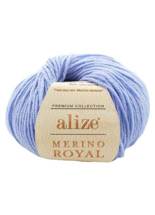 Пряжа для плетення alize merino royal 40 алізе меріно роял 100% вовна1 фото