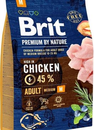 Сухий корм для дорослих собак середніх порід brit premium dog adult m з куркою 3 кг
