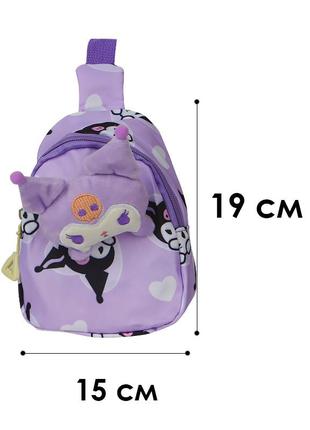 Детская сумка td-34 kuromi с аниме через плечо на одно отделение с ремешком purple10 фото