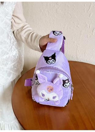 Детская сумка td-34 kuromi с аниме через плечо на одно отделение с ремешком purple6 фото