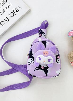 Детская сумка td-34 kuromi с аниме через плечо на одно отделение с ремешком purple9 фото