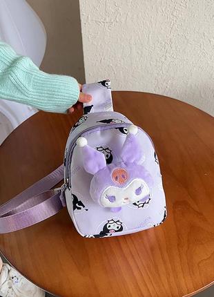 Детская сумка td-34 kuromi с аниме через плечо на одно отделение с ремешком purple5 фото