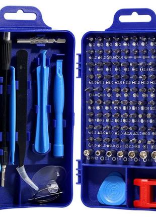 Многофункциональный набор мини прецизионных отверток mackros 115в1 цвет синий