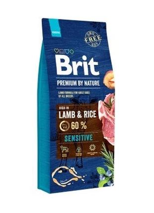 Brit premium sensitive lamb&rice сухий корм для собак із чутливим травленням 15 кг