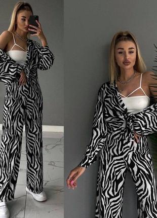 620 грн🔥жіночий костюм брюнет сорочка штани зебра