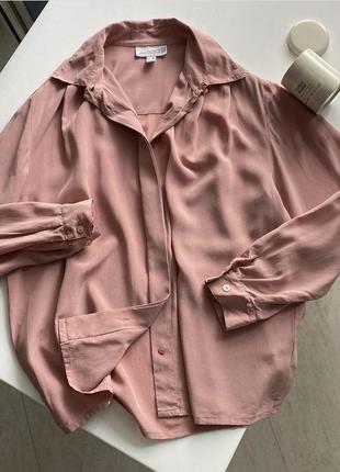 😍неймовірно гарна пильно рожева блуза з натурального 100% шовку🤤 прямого вільного крою  дорогий бренд peter hahn ексклюзивна колекція🩷1 фото