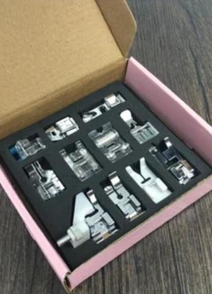 Набор лапок для бытовых швейных машин в картонной коробке 11 шт. peri лапкодержатель в подарок (6524)