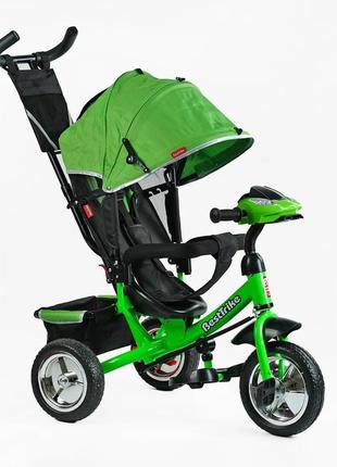 Дитячий триколісний велосипед-коляска з надувними колесами та музичною фарою best trike 6588 / 68-945