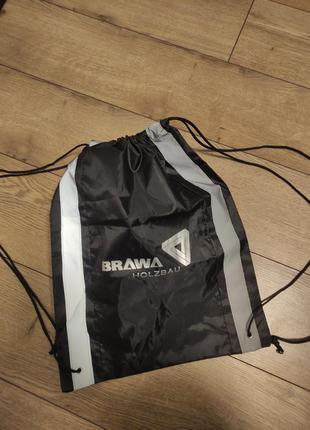 Сумка рюкзак для змінного взуття перевзувного чорна з світловідбивними стрічками нашивками для школярів