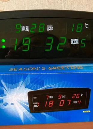 Годинник з термометром 909 настільні електронні будильник6 фото