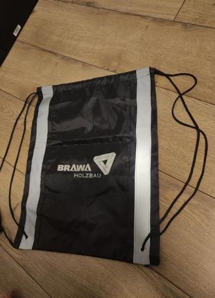 Сумка рюкзак для сменной обуви черная с светоотражающими лентами нашивками для школьников3 фото