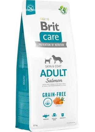 Беззерновой корм для собак brit care dog grain-free adult с лососем 12кг