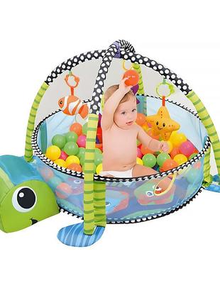 Дитячий розвивальний інтерактивний килимок 147 черепаха манеж із каркасом і кульками 30 шт. для немовлят1 фото