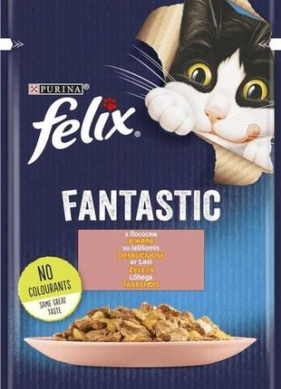 Влажный корм для котов purina felix fantastic с лососем в желе 85 гр