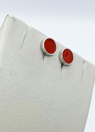 Сережки-пусеты серебряные с ювелирной эмалью 1,72 г2 фото