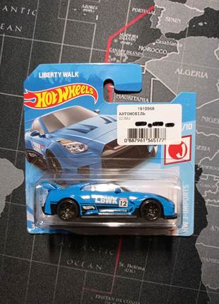 Машинка hot wheels nissan gt-r blue