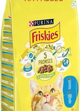 Сухой корм для взрослых котов purina friskies с лососем и овощами на развес 1 кг