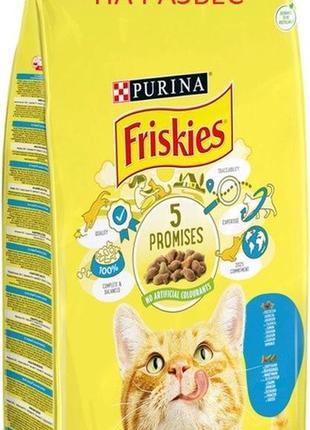 Сухий корм для дорослих котів purina friskies з лососем та овочами на розвіс 1 кг