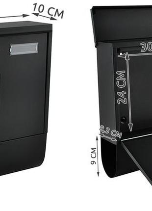 Поштовий ящик malatec 21,7 x 8,5 x 32 см чорний (польща)5 фото