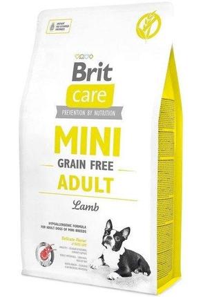 Корм для собак мелких пород brit care mini adult lamb 2кг