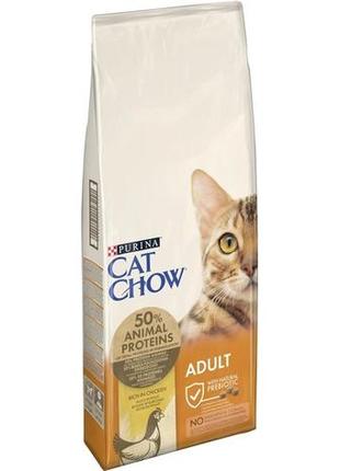 Сухой корм для взрослых кошек purina cat chow adult с курицей 15 кг
