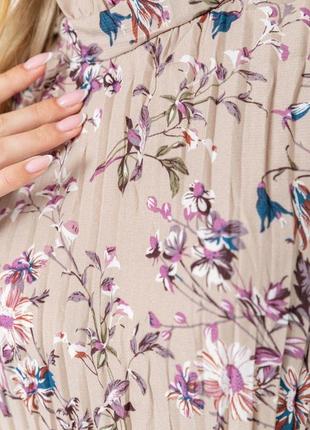 Платье свободного кроя с цветочным принтом, цвет мокко, 204r2015 фото