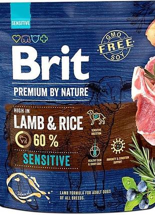 Brit premium sensitive lamb&rice сухий корм для собак із чутливим травленням 1 кг