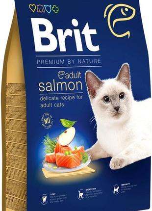 Сухой корм для кошек brit premium by nature cat adult salmon с лососем 8 кг