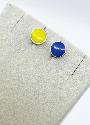 Сережки-пусети срібні з ювелірною емаллю 1,73 г