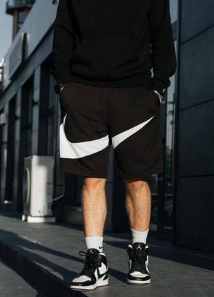 Шорти nike big swoosh dri-fit зі свушем чорні/білі найк свуш s m l xl2 фото