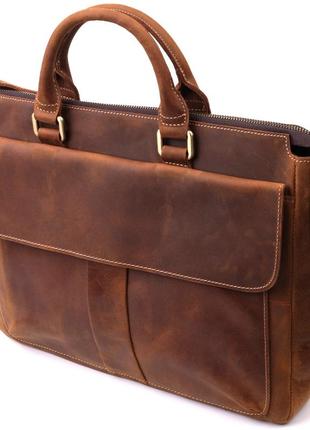 Стильный портфель в винтажном стиле из натуральной кожи vintage 22673 коричневый