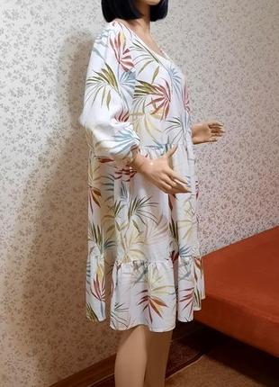 Платье bonmarche бангладеш р. 16 лен вискоза льняное ярусное2 фото