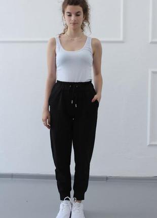 Женские черные демисезонные спортивные штаны коттон ballet grace (р.xs-xl) 40-50