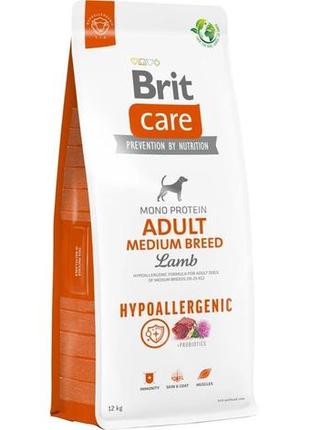 Корм для собак средних пород brit care dog hypoallergenic adult medium breed гипоаллергенный с ягненком 12 кг