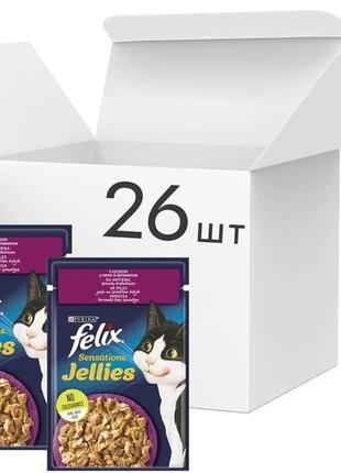 Влажный корм для котов purina felix sensations jellies с уткой и шпинатом в желе 26х85 гр