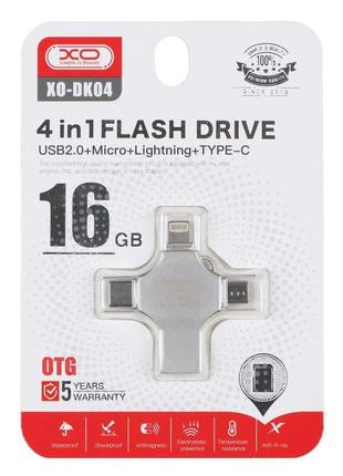 Usb флеш-накопичувач xo dk04 usb2.0 4 in 1 16gb