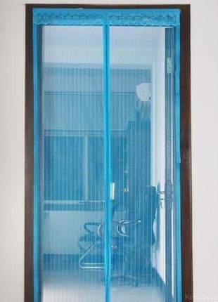 Москитная сетка на магнитах голубая 210х100 ( магнитная лента)2 фото