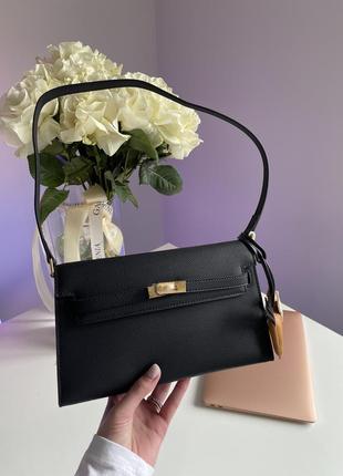 Hermes kelly pochette black/gold7 фото