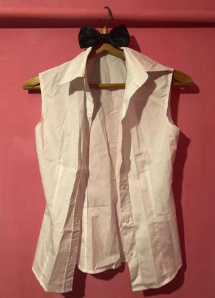 Біла барменська блузка із метеликом2 фото