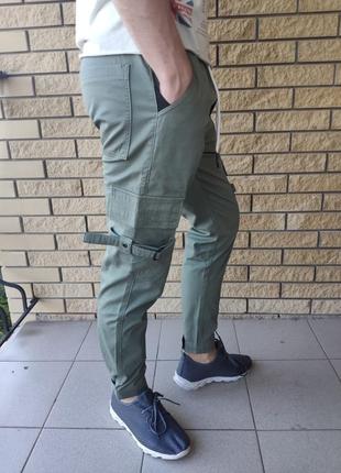 Джоггеры, джинсы с поясом на резинке унисекс, накладные карманы карго nn дм 1178(8011)7 фото