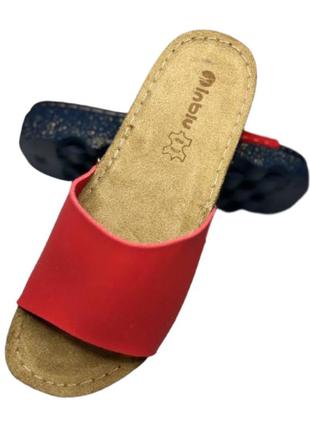 Inblu шлепанцы брендовые на лето, красивые модные современные яркие красные босоножки тапочки на платформе8 фото