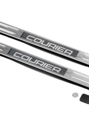 Накладки на пороги з підсвічуванням (2 шт, нерж) для ford courier 2014-2024 рр