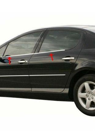 Наружняя окантовка стекол (4 шт, нерж) omsaline - итальянская нержавейка для peugeot 407