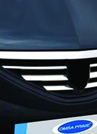 Накладки на решетку радиатора (нерж.) carmos - турецкая сталь для dacia logan ii 2008-2013 гг