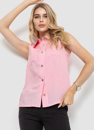 Блуза без рукавов однотонная, цвет розовый, 102r068-4